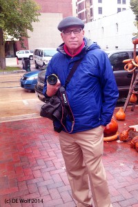 The blogger at the Madison Farmers Market on a cold, rain Saturday. (c) DE Wolf 2014.